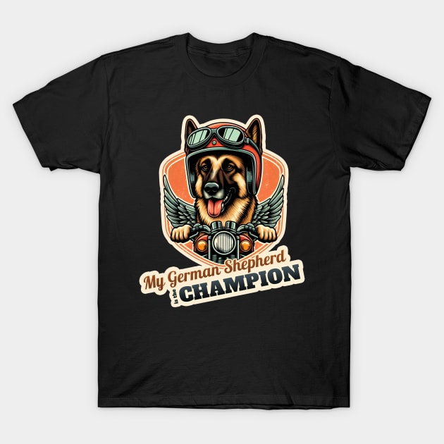 German Shepherd Biker T-Shirt by k9-tee